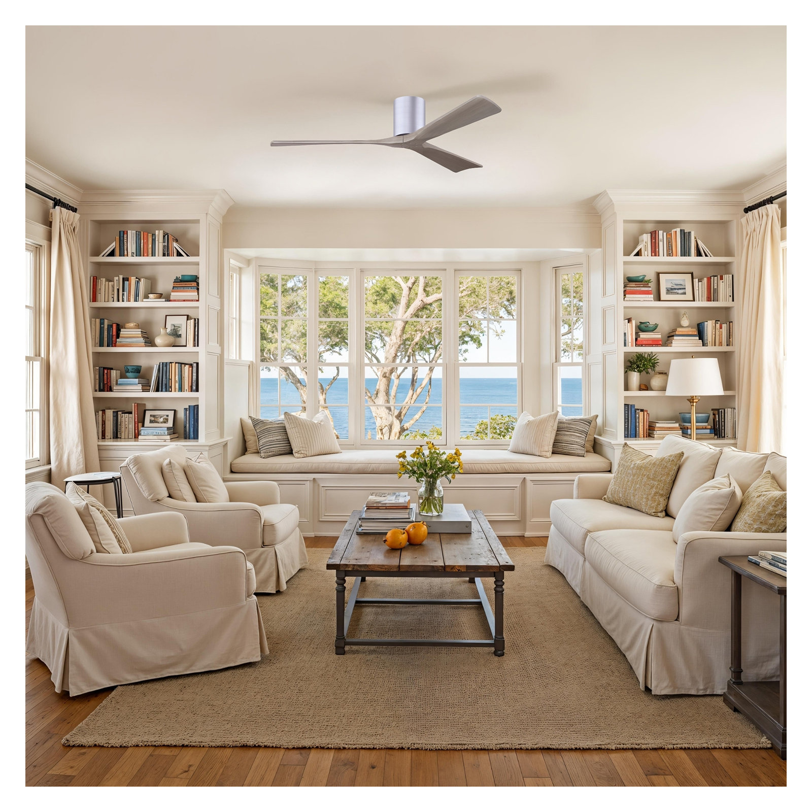 Olivier 3 Blade Ceiling Fan, Brushed Nickel, Gray Ash Tone, 60"