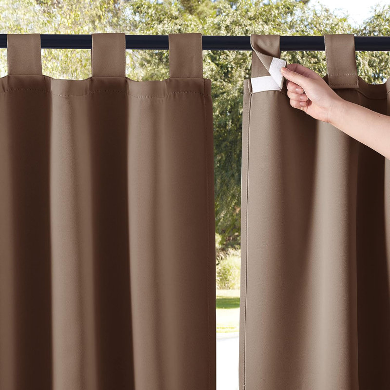 2 Panels Outdoor Curtains for Patio Waterproof, Thermal Insulated Detachable Sticky Tab Top Room Darkening Great Vertical Drape Outdoor Divider for Pergola