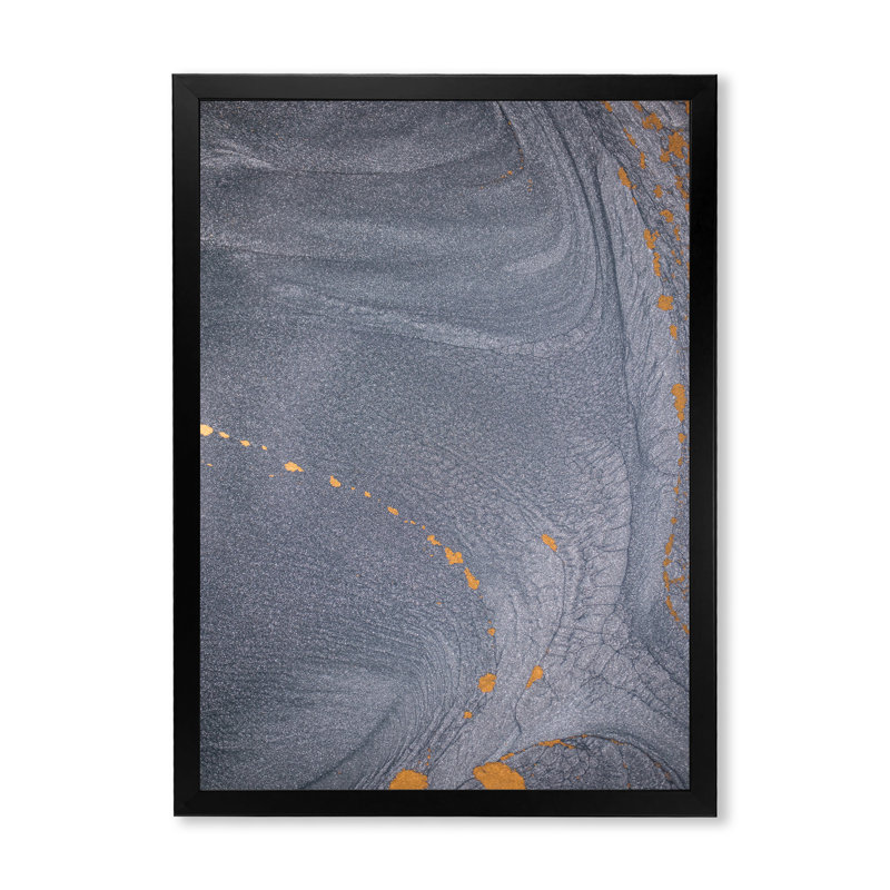 Luxe luxueux, art fluide monochrome gris sur toile, Toile avec cadre photo noir, H 20 po x l 12 po x P 1 po