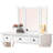 Unique Modern Bedroom Vanity Set W Stool Foldable Mirror Drawers White Color MDF Veneer 1Pc Vanity Furniture-890770665