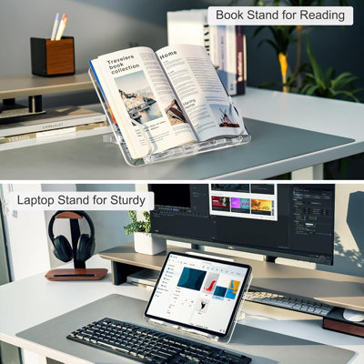 Acrylic Book Stand for Reading, Portable Book Holder for Desk