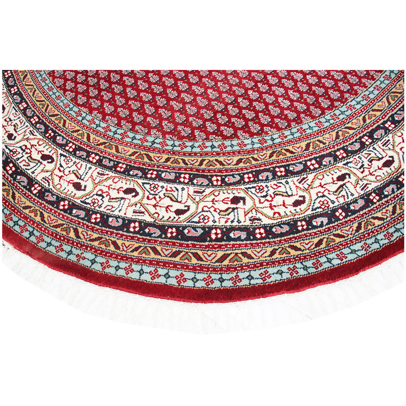 Damask Area Rug in Cream, Round 6'