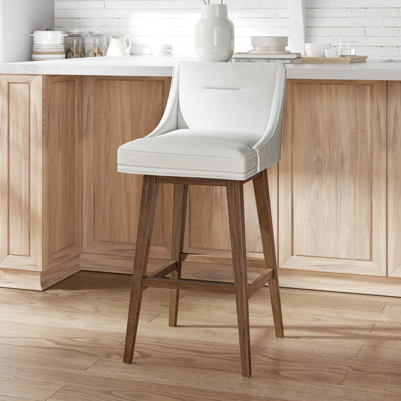 Tabouret pivotant à hauteur réglable en bois et rembourré Dorreen, Salée, Brun moyen
