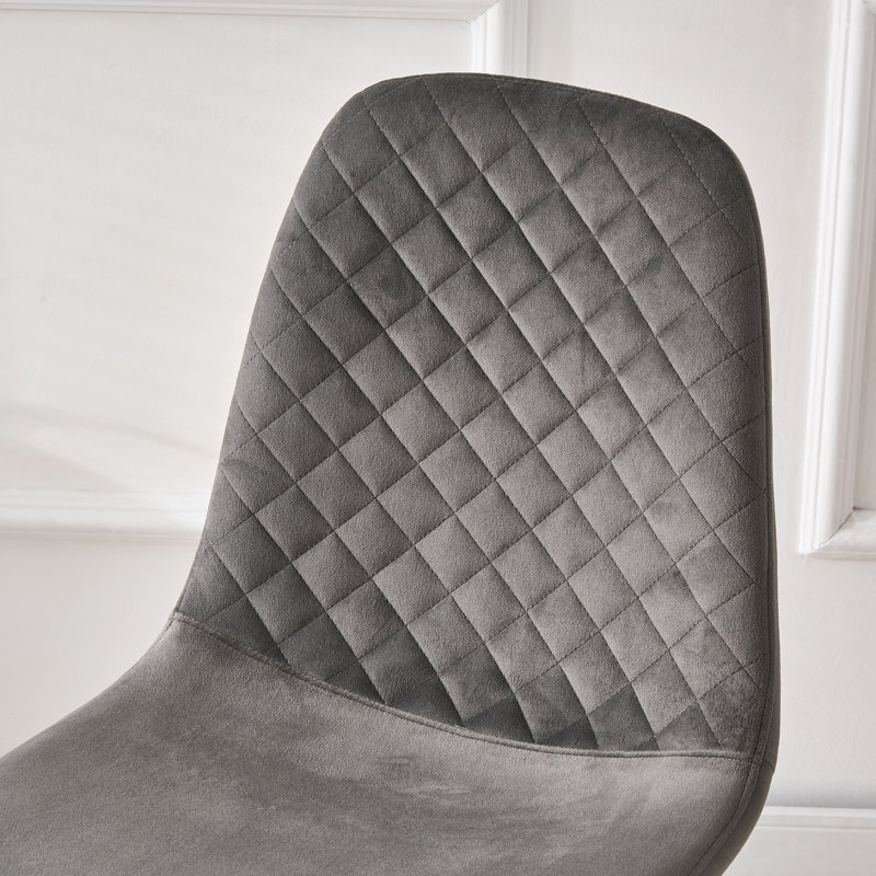 Kaylani Modern Upholstered Dining Chair, Grey Velvet, Black, 4