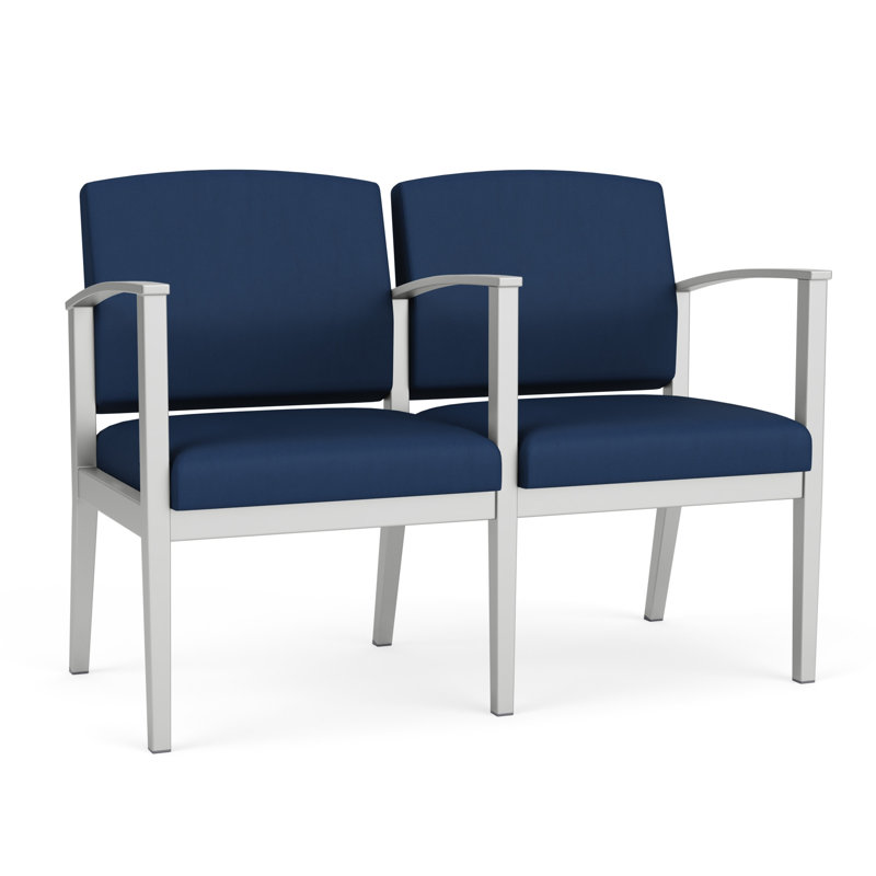 Structure en métal à 2 sièges Amherst, Argent, Vinyle bleu Patriot Plus Imperial