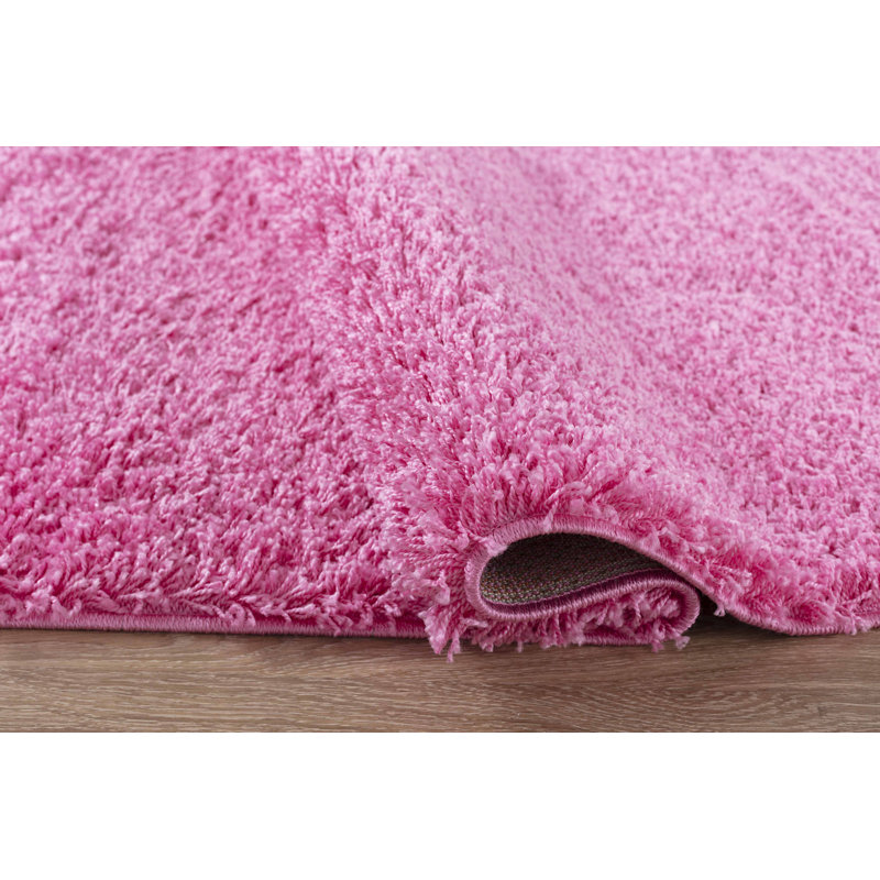 Esterly Pink Shaggy Rug, Round 120cm