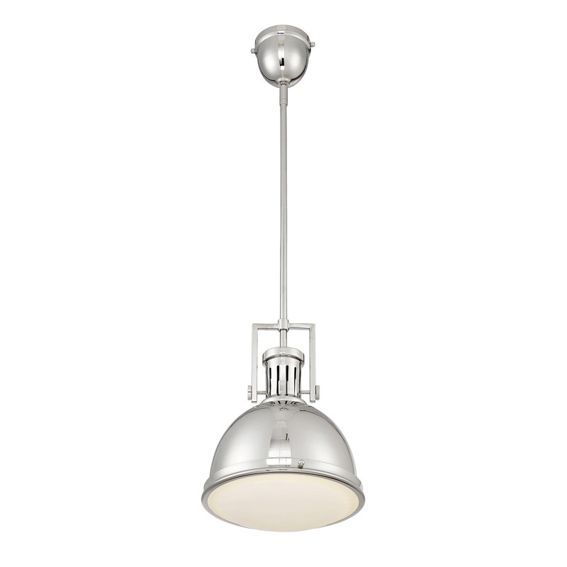 Kumler 1 - Light Single Bell Pendant in Polished Nickel, Polished Nickel, Nickel/White