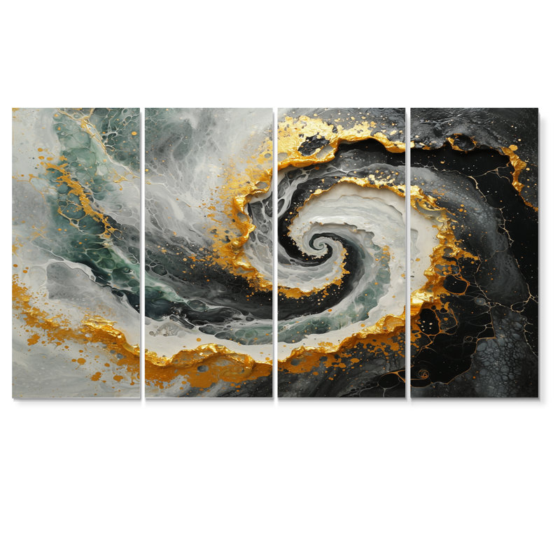 Corcoran - abstrait spirales murales - art mural moderne, 4, H 32 po x l 64 po