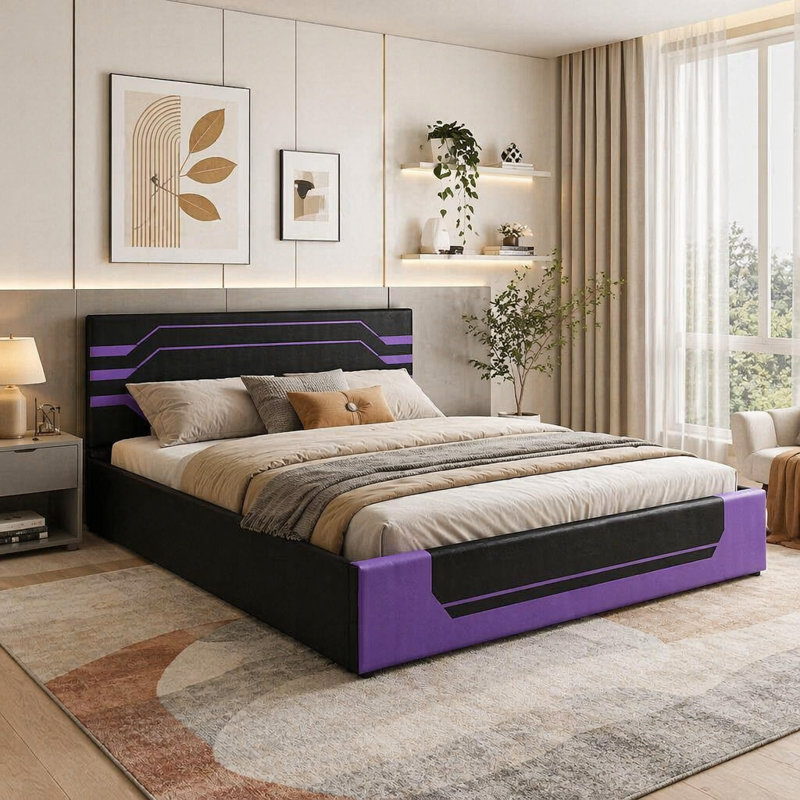 Base de lit de jeu hydraulique moderne, Purple+Black