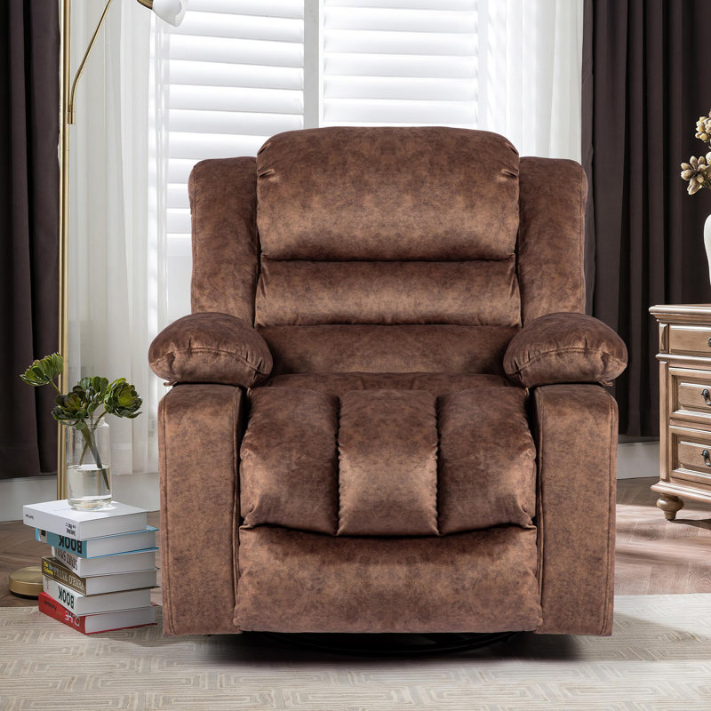 Fauteuil inclinable large et pivotant, Velours brun