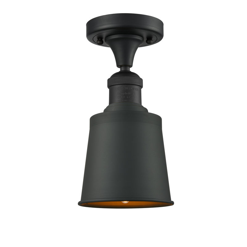 Plafonnier semi-encastré à 1 lumière 5,25 po Arline, Noir mat, Laiton brossé, Ampoule DEL 6 watts Vinage