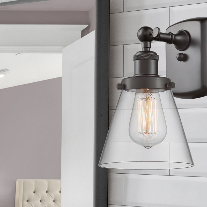 Ballston Urban Cone 1 Light 6" Sconce, Clear, Oil Rubbed Bronze, Incandescent