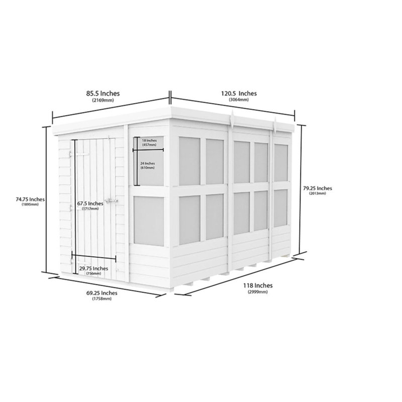 10ft x 6ft Pent Potting Shed