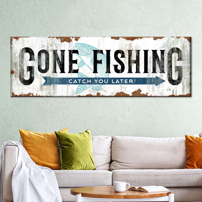 «Gone Fishing», impression sur toile, H 10 po x l 30 po x P 1,25 po