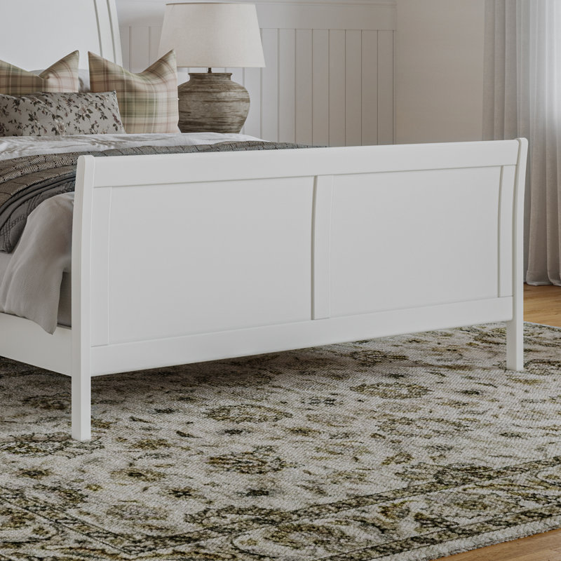  Lit plateforme bas Portland avec pied de lit assorti Portland, Blanc, Grand
