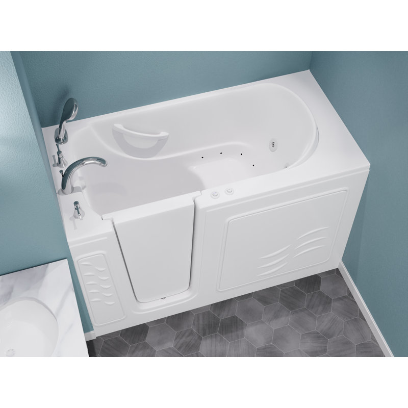 Captains Series 60'' x 30'' Fiberglass Bathtub with Faucet, Left