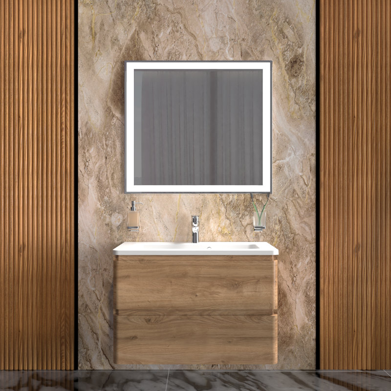 Meuble-lavabo simple avec plateau Gwendolene 23,4 po, Teck naturel