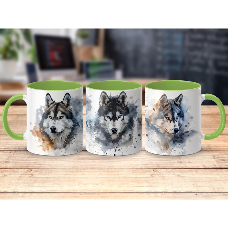 Ceramic Coffee Mug, Light Green, 3