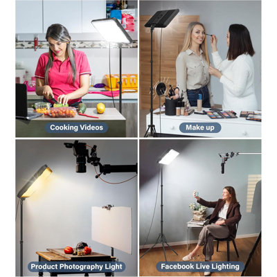 2 Pack LED Video Light Kit With Adjustable Tripod Stand, Dimmable 2500-8500K 22W Studio Lighting For Photography, Live Streaming, Youtube, Podcast, And Video Recording
