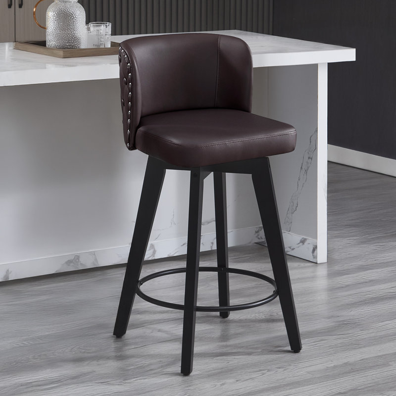 Tabouret de comptoir pivotant rembourré, Brun