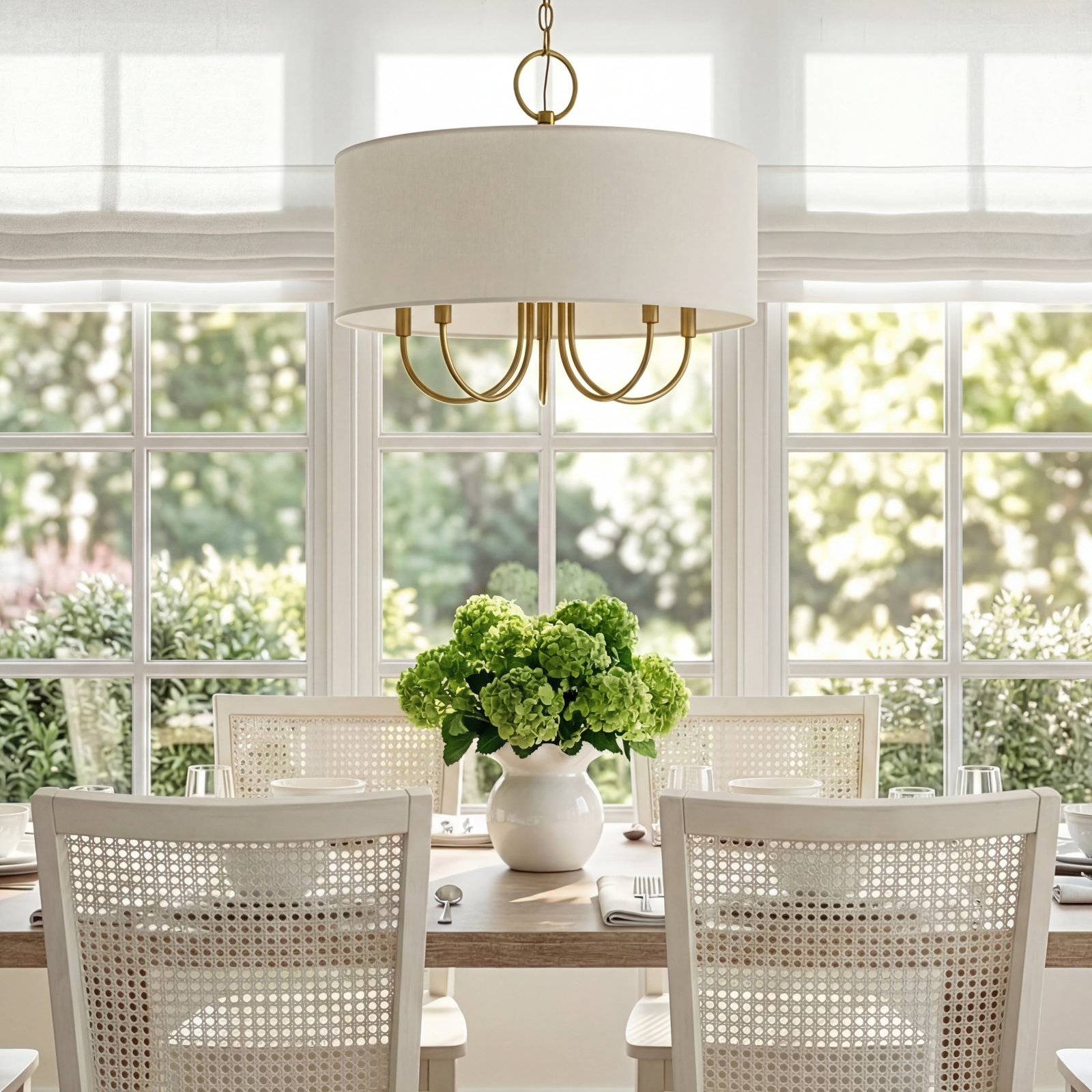 Raymond 5 - Light Dimmable Drum Chandelier, Antique Brass