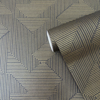 Zen Collection Cleopatra Geometric Textured Wallpaper Roll