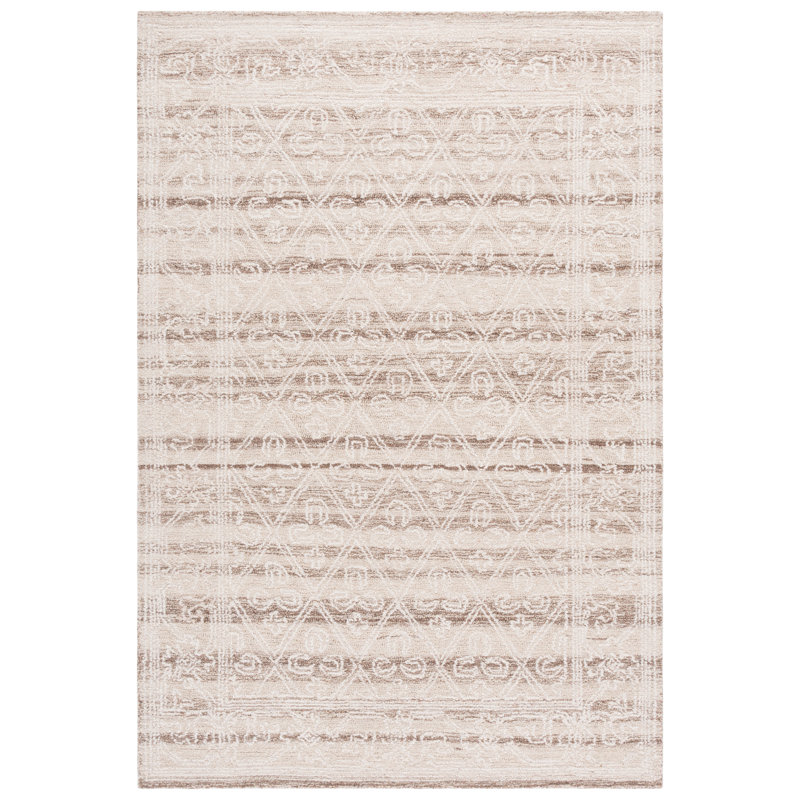 Ebony Hand Tufted Wool; Cotton Geometric Indoor Rug, 4'-0" x 6'-0" Rectangle