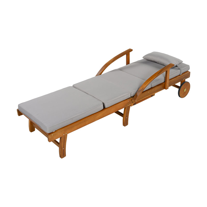 Méridienne d'extérieur réglable de 77,5 pouces U_Style - Chaise en bois d'acacia avec finition grise