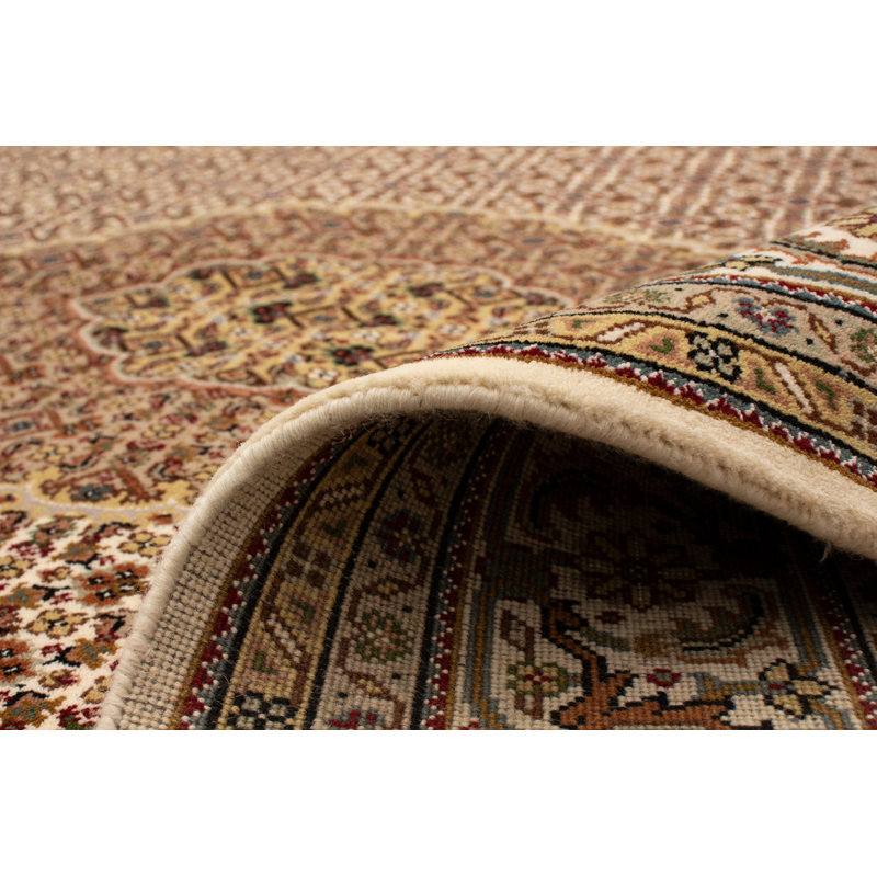 Tapis de zone brune à la main noué la laine light Heinen