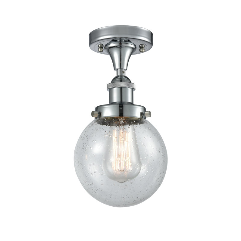 Plafonnier semi-encastré 1 lumière 6 po Chippewa, Ampoule non incluse, Grainé, Chrome poli