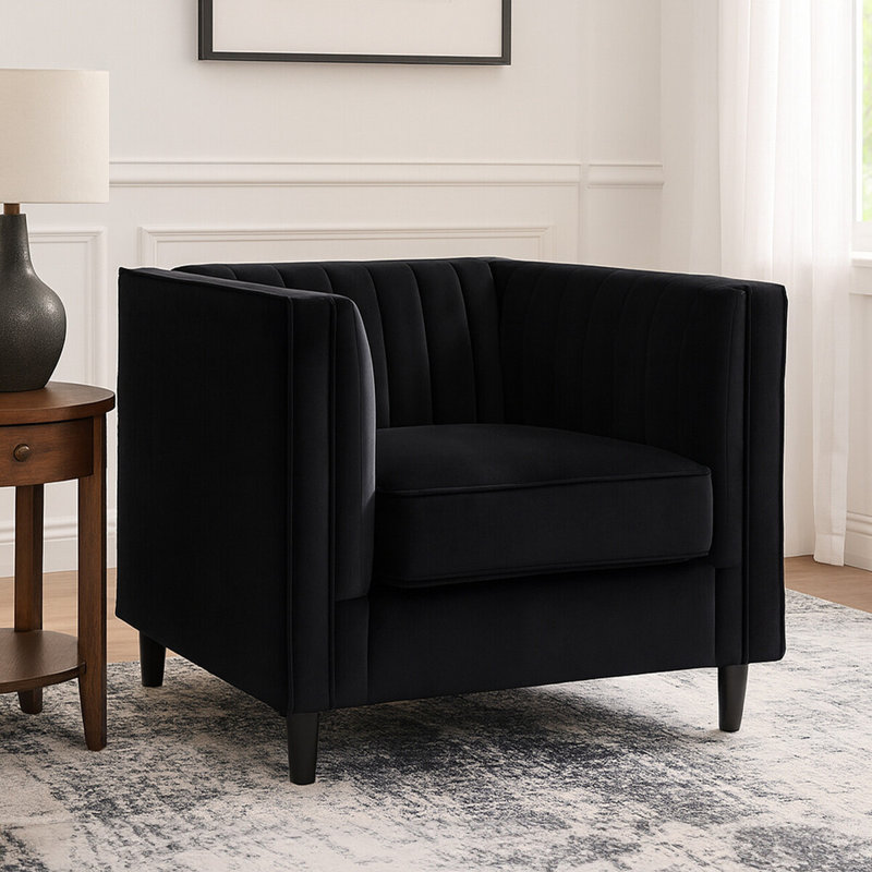 Lia Upholstered Armchair, Black