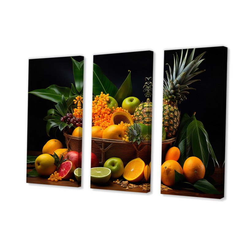 «Caribbean Fruits I» sur toile, ensemble de 3 pièces, H 32 po x l 48 po x P 1 po
