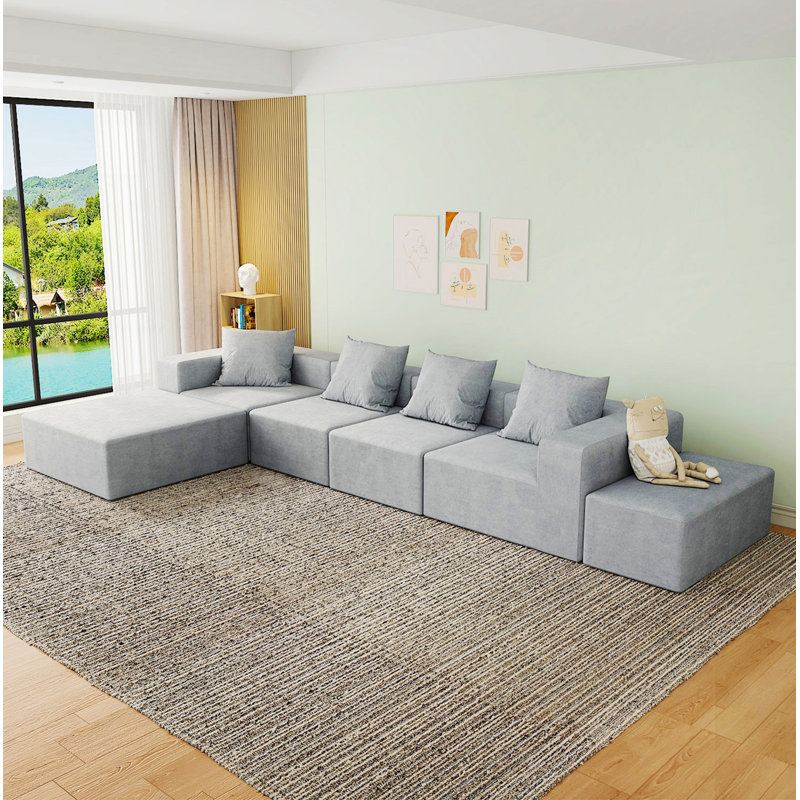 Canapé modulaire Boneless, canapé modulaire avec 2 repose-pieds pour le salon
