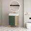 Meuble-lavabo à tablettes ouvertes avec lavabo en céramique et porte à fermeture en douceur, armoire de rangement à tablettes ouvertes sur le côté droit, assemblage requis