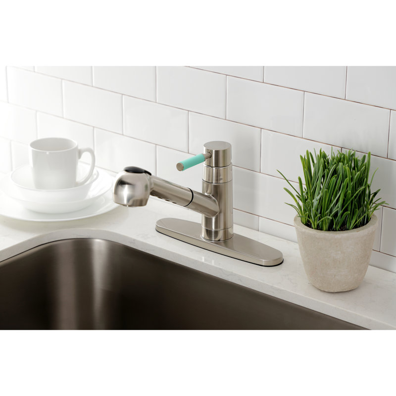 Robinet de cuisine à poignée simple pull out Gourmetier, Nickel brossé
