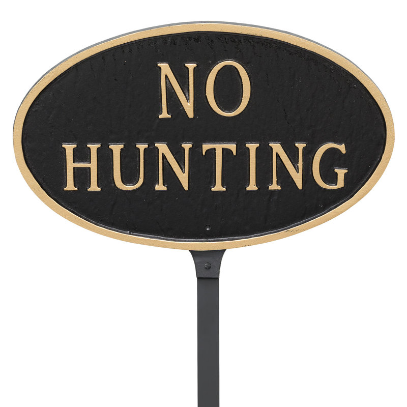 No Hunting Statement Garden Sign, Black/Gold
