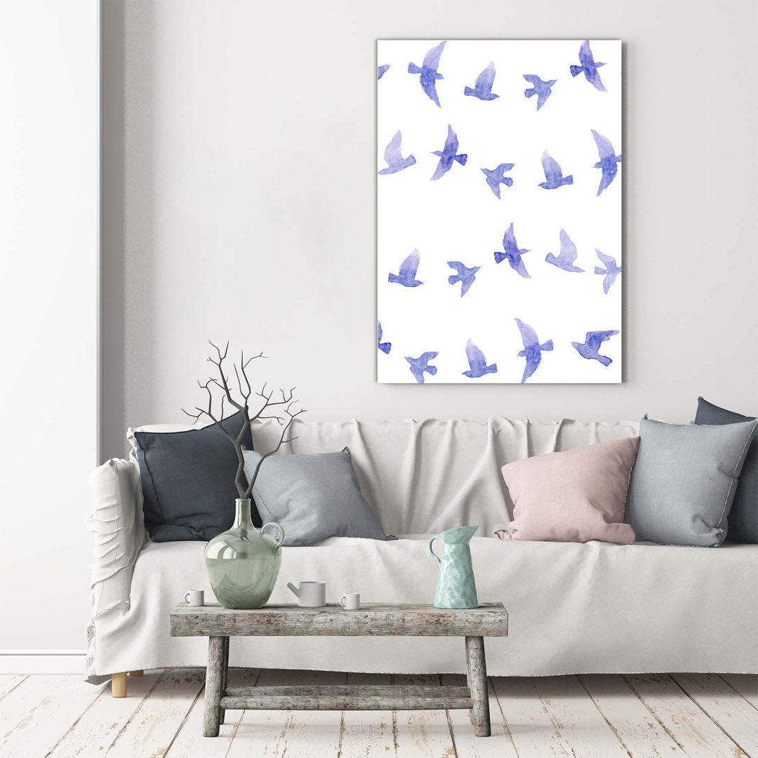 Blaue Schwalben - Kunstdrucke auf Leinwand - Wrapped Canvas