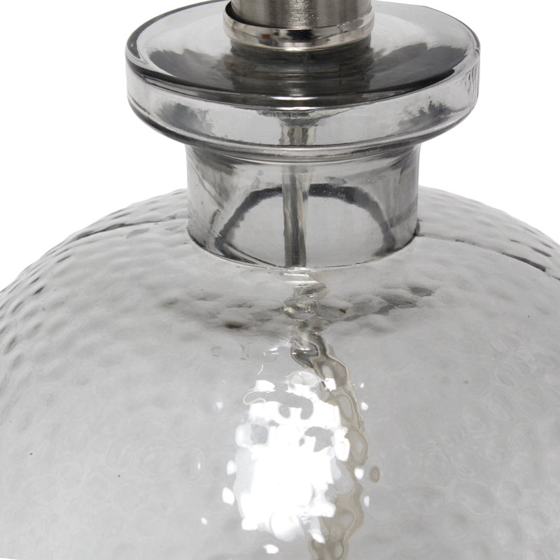20" Gray Hammered Glass Table Lamp with White Linen Shade