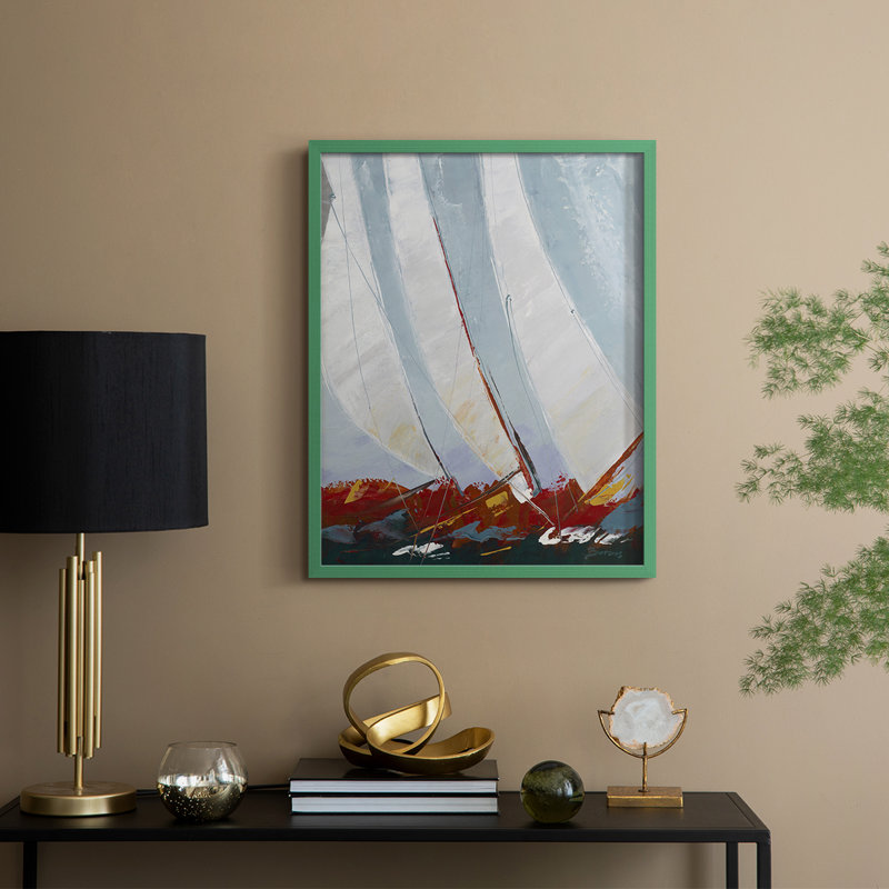 " Gallery Racing The Wind Framed Print ", 21" H x 17" W, Green