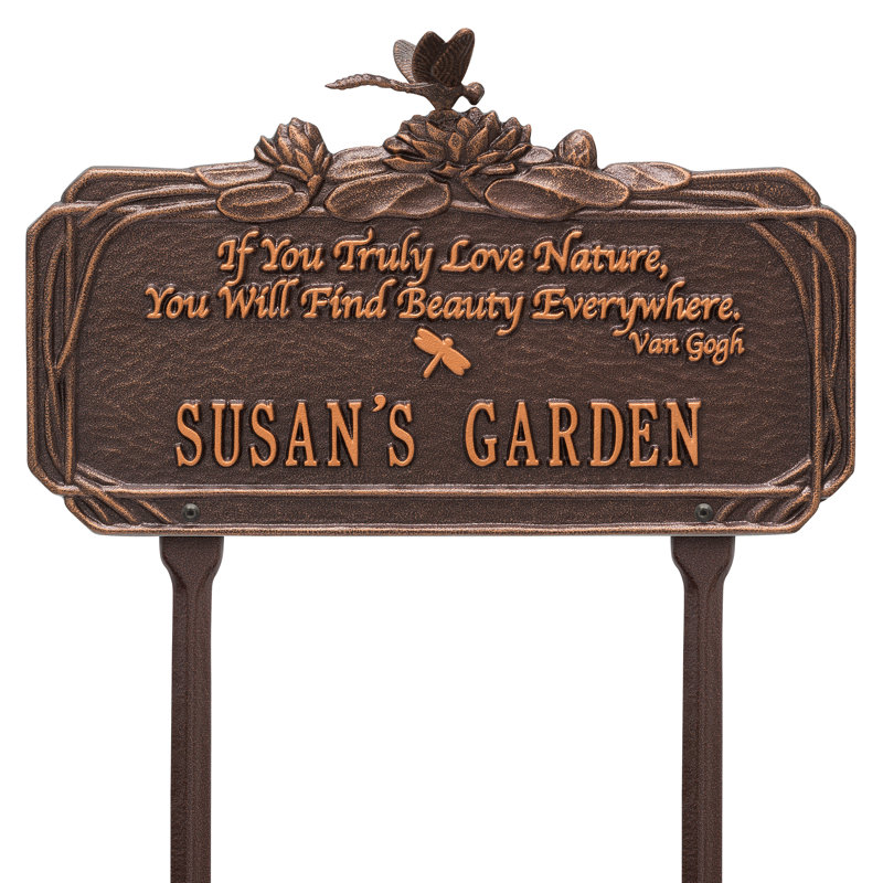 Dragonfly Quote Personalized Garden Sign, Antique Copper, Yes