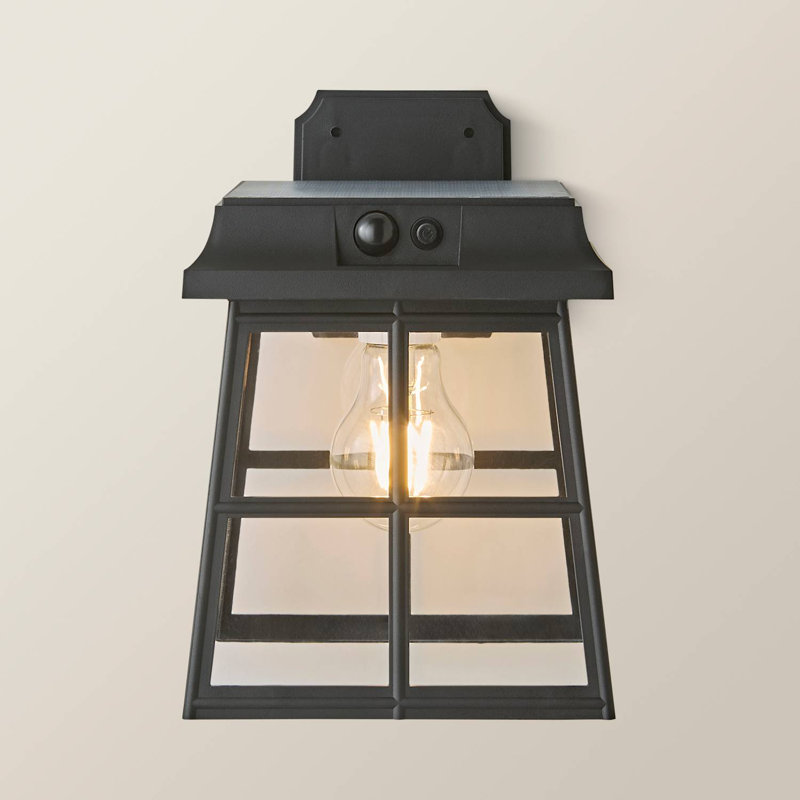 Matte Black 24cm H Solar Powered Integrated LED Outdoor Wall Lantern