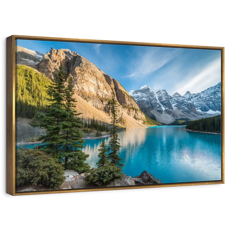 Lac Moraine Glorious, Cadre flottant doré, 37 po x 25 po