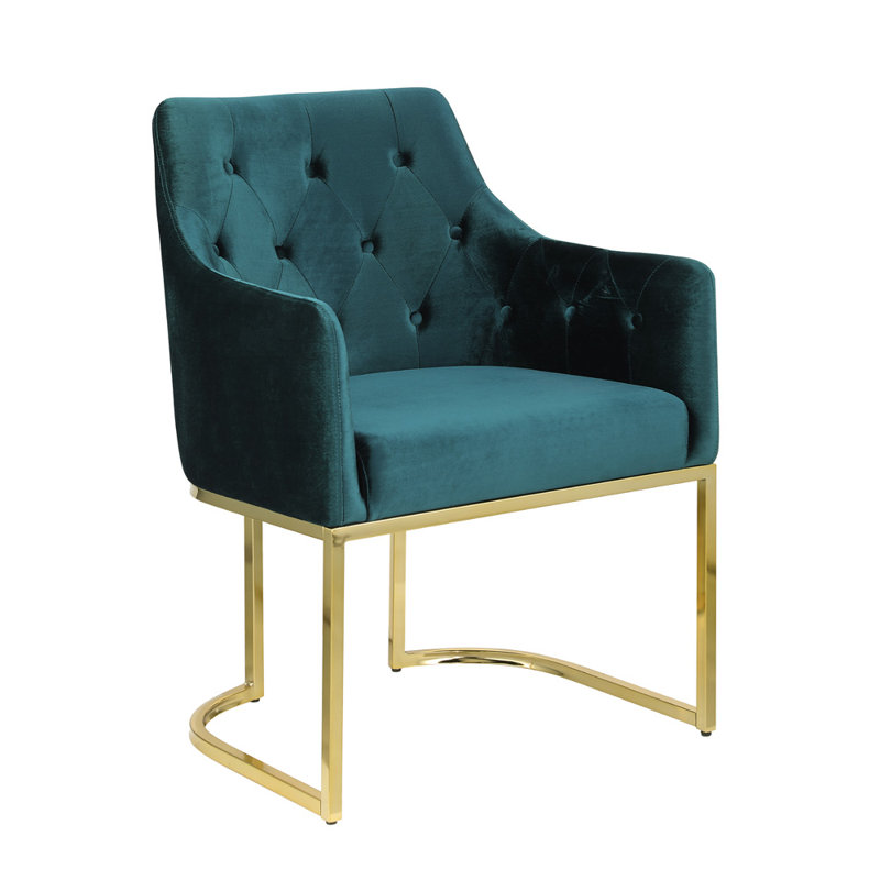 Toriann 26'' Wide Tufted Armchair Modern Gold Club Armchair, Accent Pair Chair, Blue Velvet