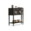 Console demi-cercle en bois massif noir-946583728