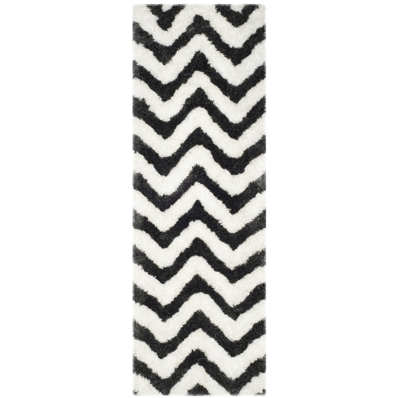 Hempstead Barcelona Shag Hand Tufted Performance Chevron Rug, Runner 2'3" x 7'