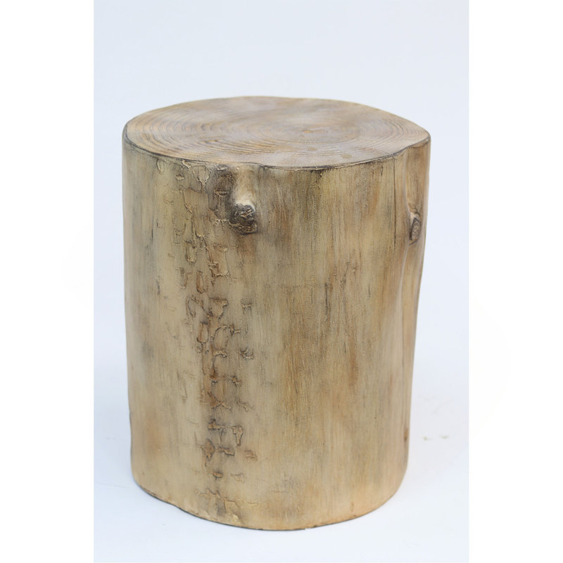 Outdoor 14.25Inch MGO Side Table, Hand-Painted Wood  Stump