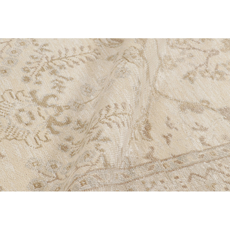 Oushak Hand Knotted Floral Area Rug, Rectangle 13' x 19'