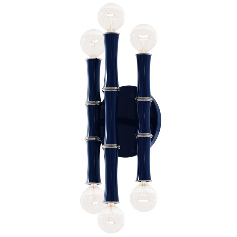 Kane Flush Mounted Sconce, Midnight Blue Glazed/Polished Nickel