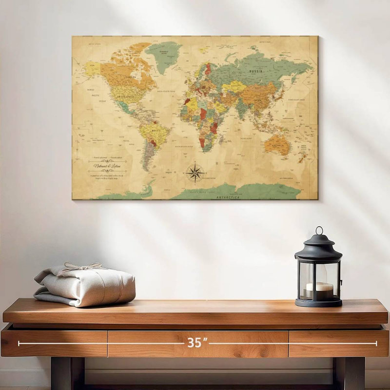 Carte du monde personnalisée «A Journey III», H 8 po x l 12 po, Oui