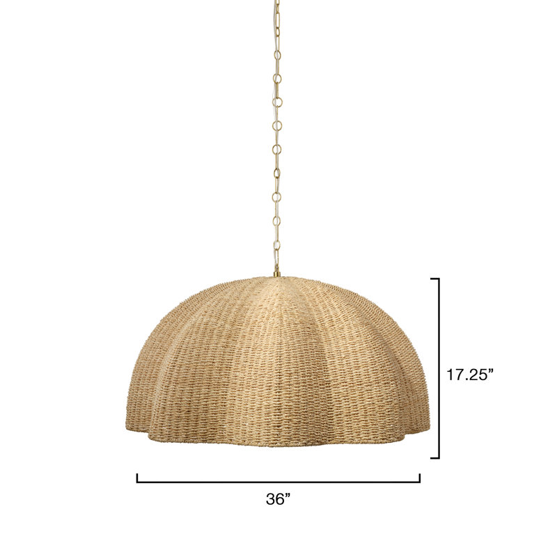 Rosemary 1-Light Natural Palm Leaf Pendant, Large, Large